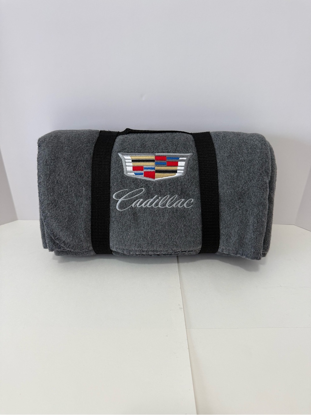 Port and Company Gray Cadillac Embroidered Travel Blanket